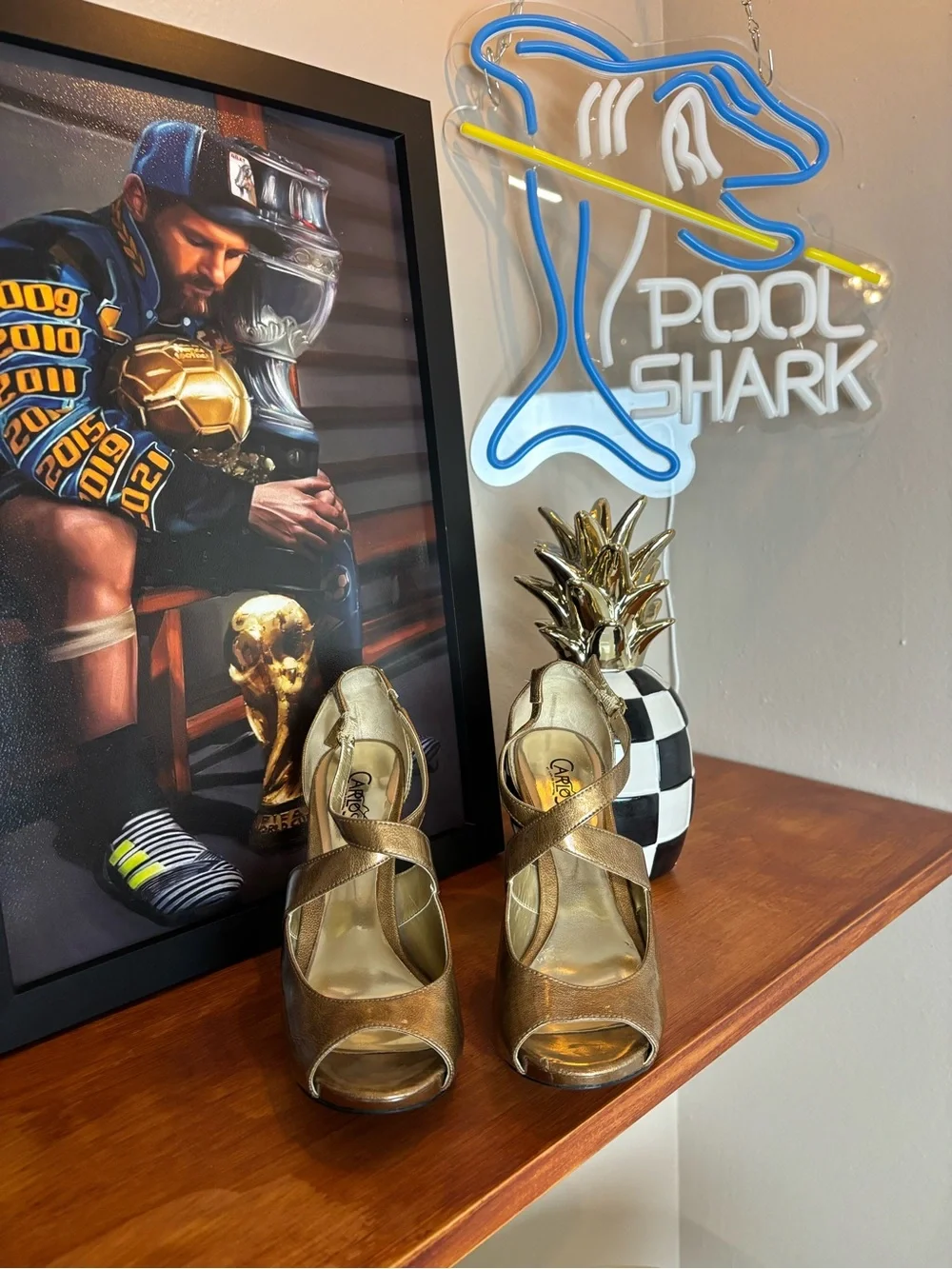 Carlos Santana Gold Metallic Platform Peep Toe Heels 2008